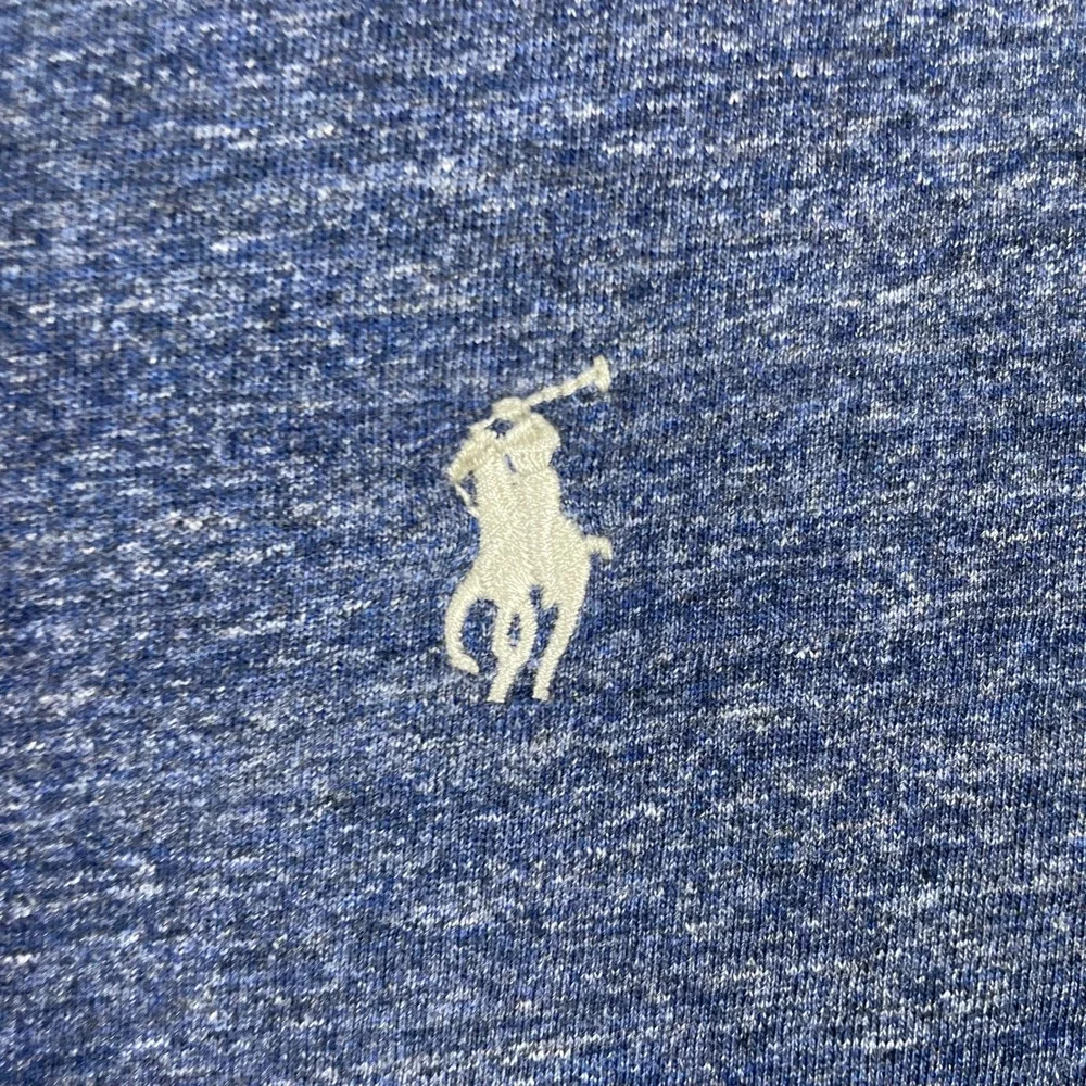 Polo Ralph Lauren T-Shirt Men 3XB Blue V-Neck Long Sleeve Pony Preppy White Pony